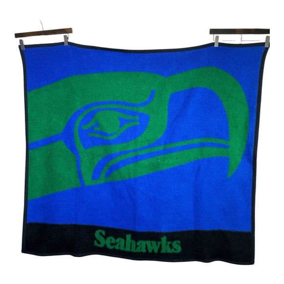 Vintage 90s Seattle Seahawks Biederlack Soft Stadium Throw Blanket NFL Retro USA